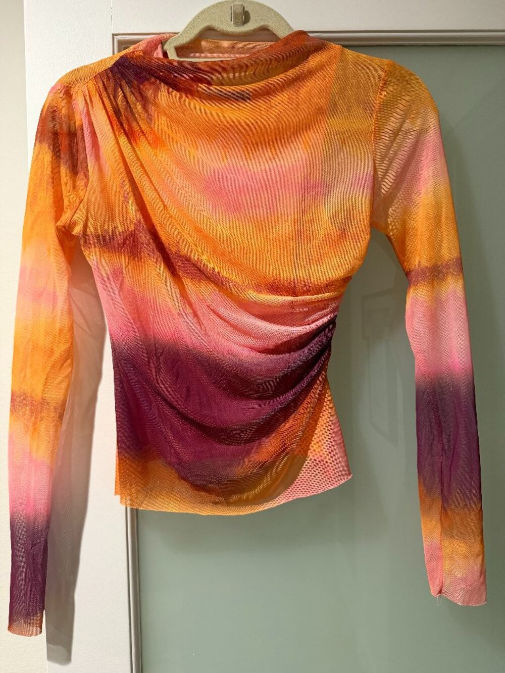 Zara Sheer Ruched Mesh Top - Size Small